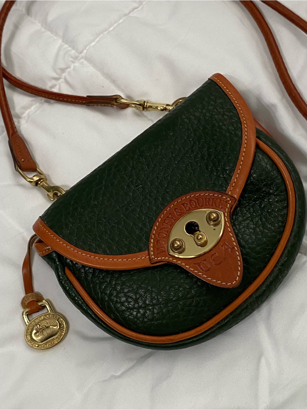 Vintage Dooney & Bourke Green Belt Bag Mini Calvary AWL - Picture 2 of 14